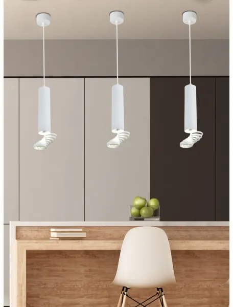 Lustră pe cablu TUBA 1xGU10/50W/230V alb