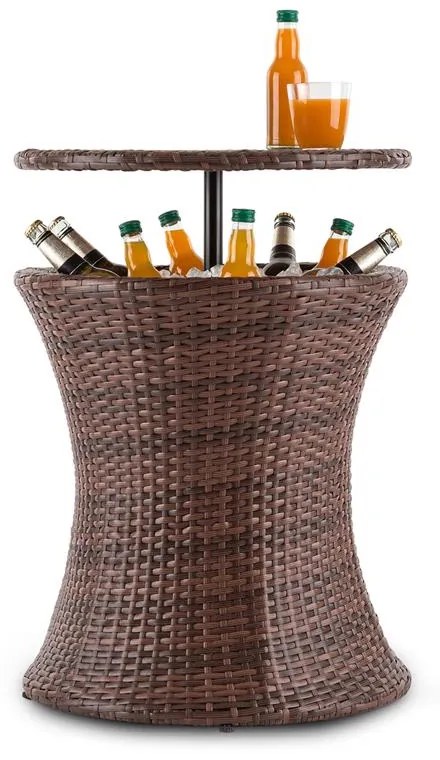Beerboy ,masă de grădină răcitoare băutură Ø50cm Polyrattan bicolor maro