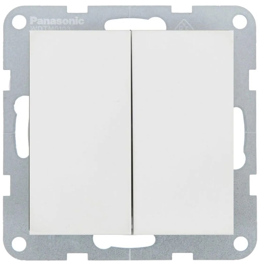 Intrerupator dublu 10A, IP20, Seashell, Panasonic Karre Plus 55 Soft Touch