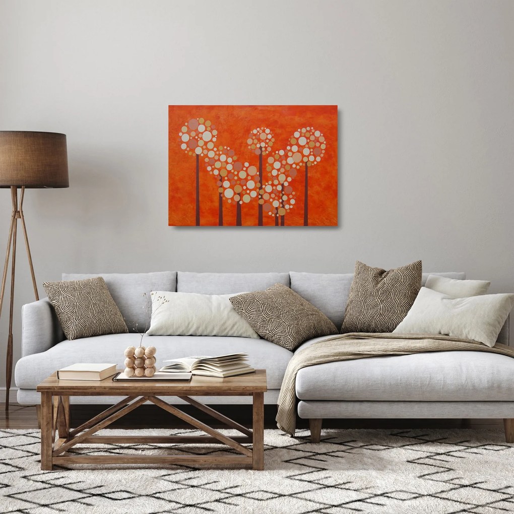 Tablou pe sticlă - Pădurea portocalie (70x50 cm)