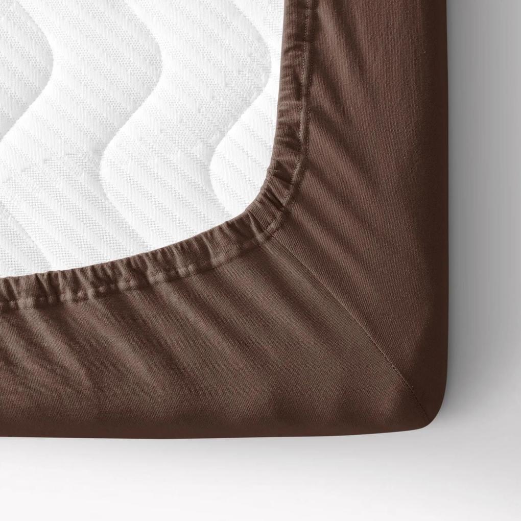 Goldea cearceaf de pat jersey cu elastic - maro închis 140 x 200 cm