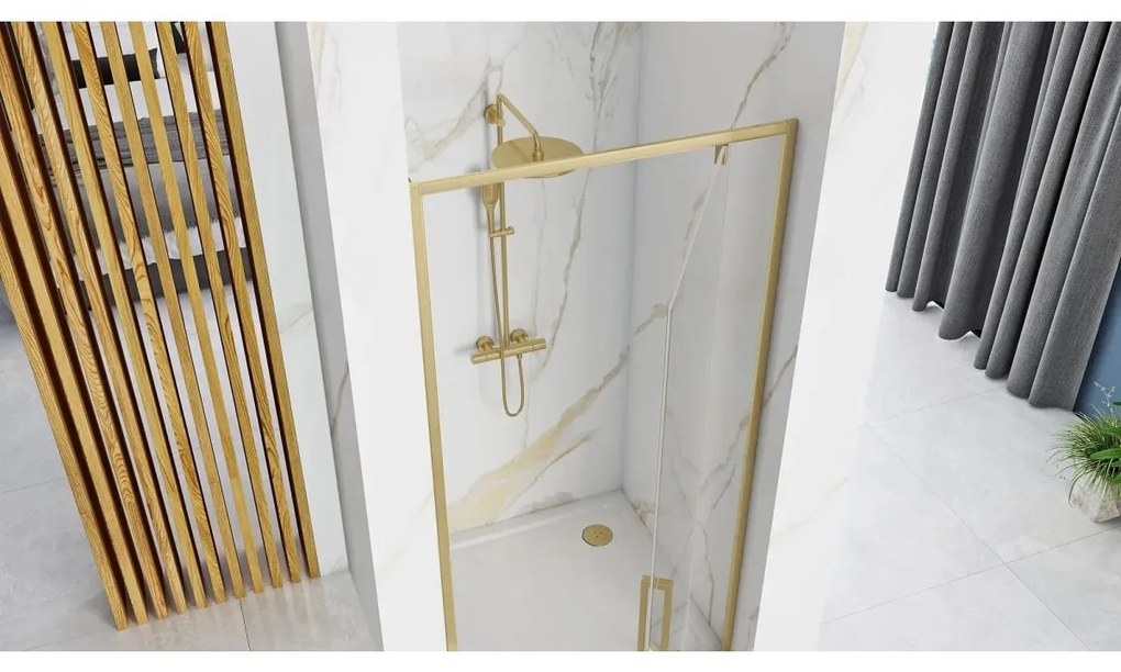 Rea Rapid Swing usi de dus 90 cm inclinabila auriu periat sticla transparenta REA-K2502