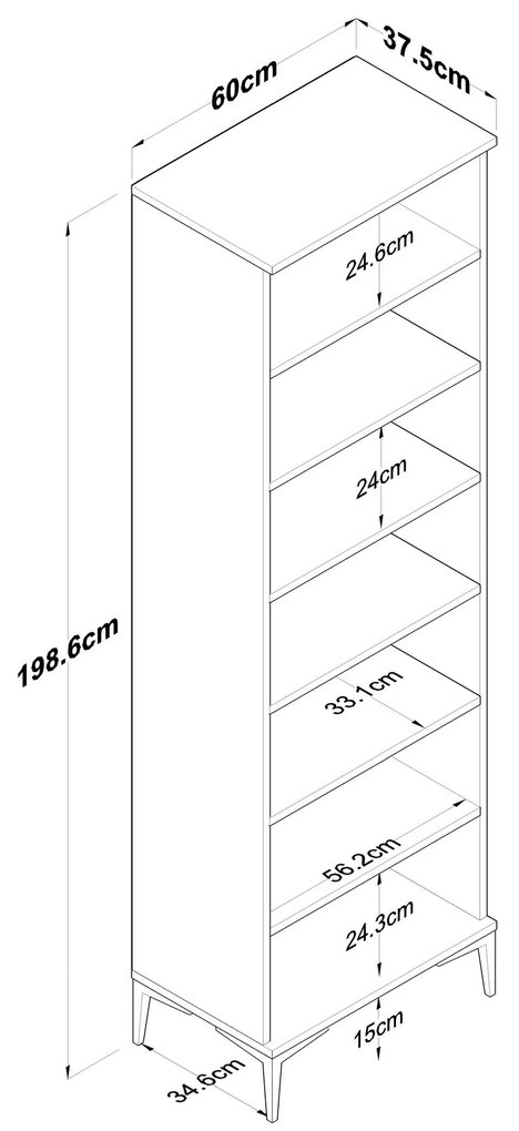 Dulap cu rafturi Jenaretta 2 (Nuc + alb). 1106728