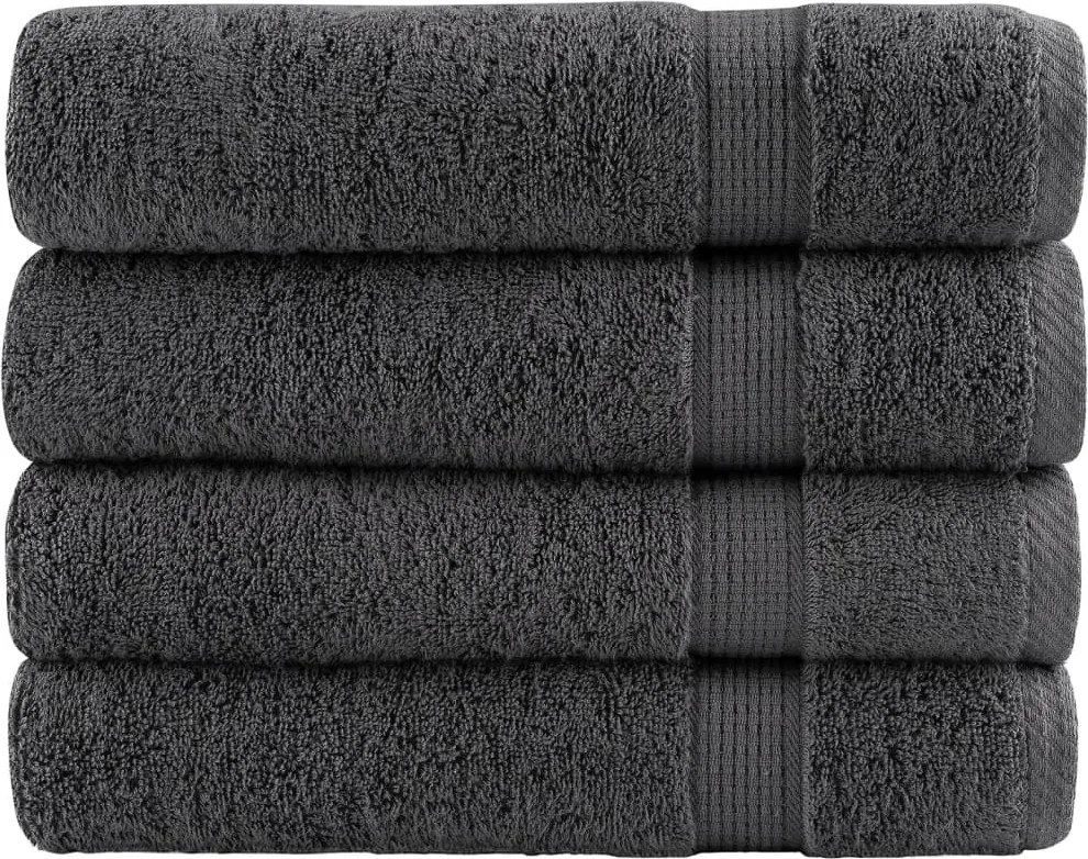 vidaXL Prosoape de baie, SOLUND 4 buc. antracit 100x150 cm 600 gsm