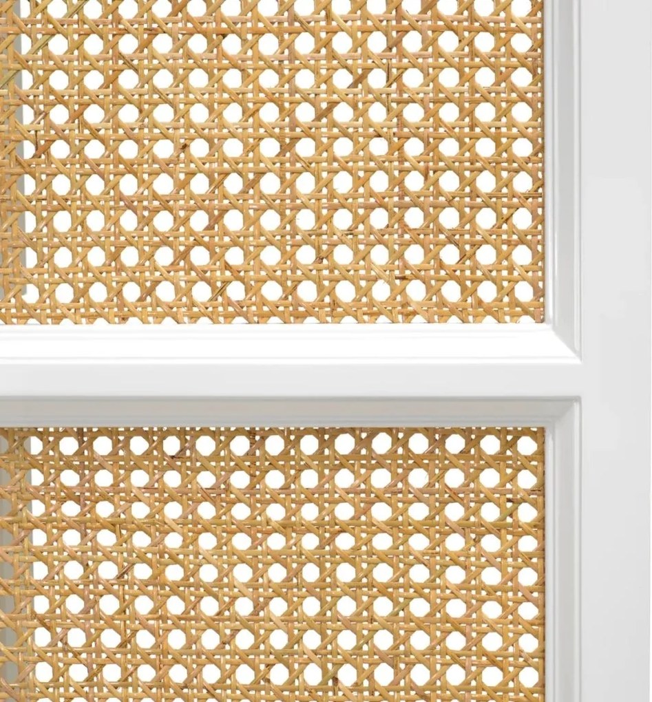 Paravan decorativ LUX, Lemn, Rattan, Bahamas alb