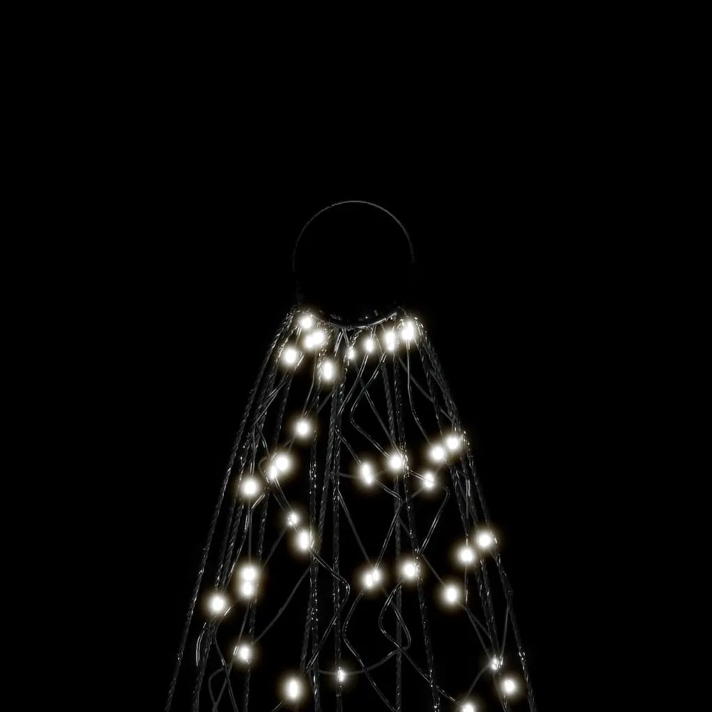 Brad de Craciun pe catarg, 200 LED-uri, alb rece, 180 cm Alb rece, 180 x 70 cm, Becuri LED in forma zigzag, 1
