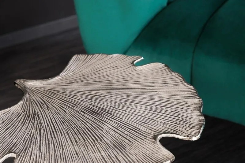 Masuta auxiliara cu aspect deosebit Ginkgo Leafs 53cm, argintiu