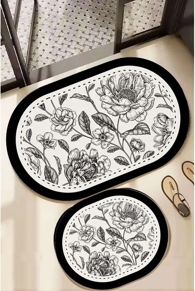 Covorașe de baie alb-negru 2 buc. 60x100 cm Rasse – Foutastic