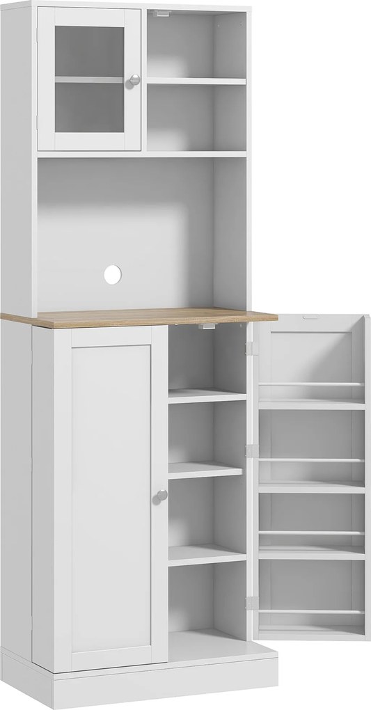 HOMCOM Mobilier Bufet Bucătărie pentru Cuptor cu Microunde cu Rafturi și Suport Condimente Alb | Aosom Romania