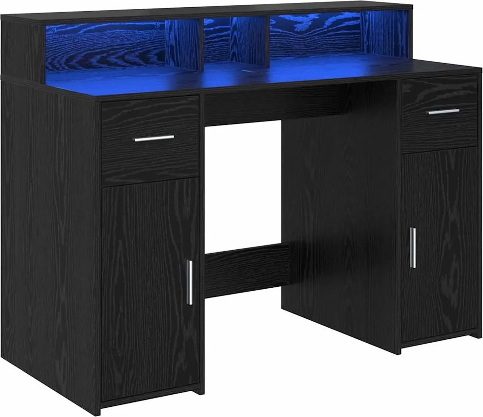 vidaXL Birou cu sertar Stejar negru 120 x 55 x 91 cm Lemn compozit