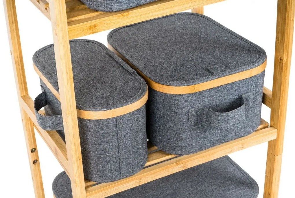 Cutie de depozitare G21 30 x 15 x 15 cm, dinbambus cu capac, gri