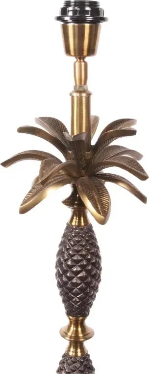 Bază pentru lampadar din aluminiu, auriu și negru, cu trunchi de palmier și coroană de frunze, finisaj antichizat, 128 x 20 cm, „Palmeraie”