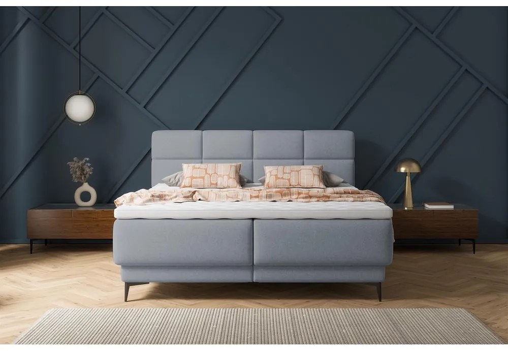 Pat matrimonial 140 cm Riviera 140 (cu somieră și saltea) (cu sp. depozitare) (grafit + negru). 1099648