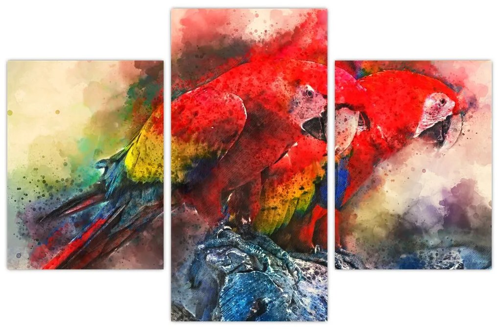 Tablou - Papagali roșii ara (90x60 cm)