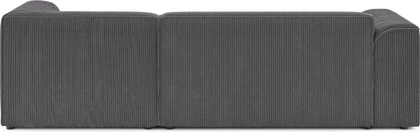 Colțar gri închis cu tapițerie din catifea reiată (cu colț pe partea dreaptă/cu șezlong) Merid – Ropez