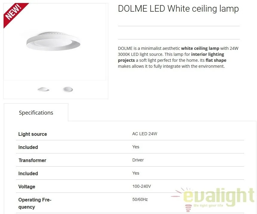 Plafoniera LED design ultramodern minimalist DOLME White 64097
