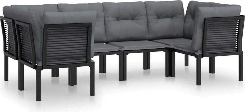 vidaXL Set mobilier de grădină, 6 piese, negru și gri, poliratan