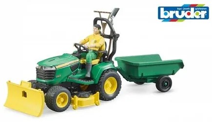 Tractor Bruder Traktor John Deere cu remorcă și grădinar, 17,5 x 19 x 30 cm