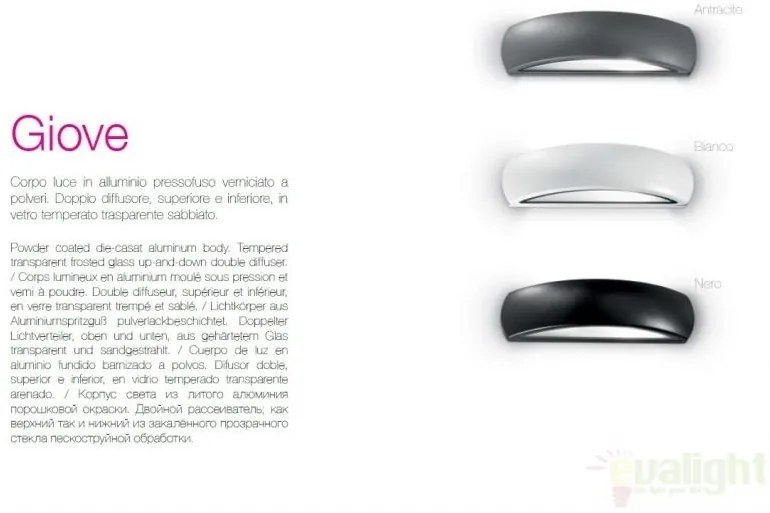 Aplica de perete exterior, cu iluminat up-and-down, IP54, GIOVE AP1 BIANCO 092195
