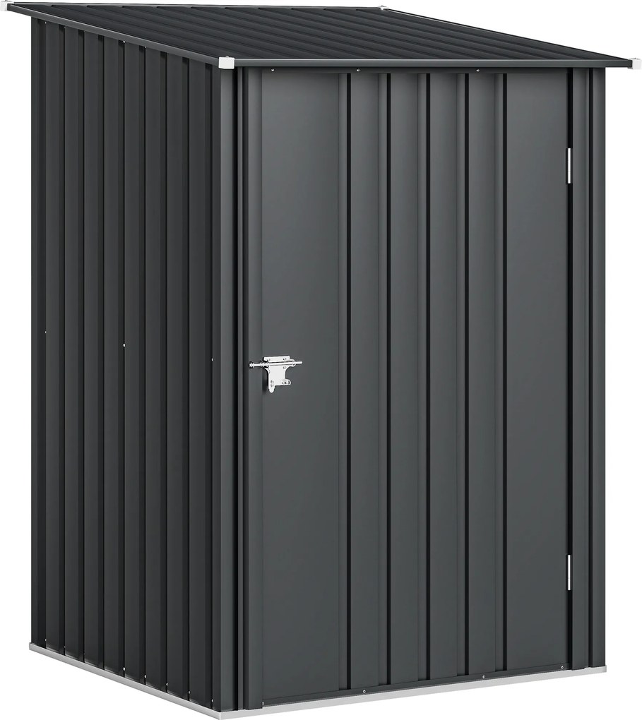 Outsunny Căsuță de Grădină 0,92m² din Oțel Galvanizat, Depozit pentru Unelte cu Ușă Blocabilă și Acoperiș Înclinat, 100x104x160 cm, Gri Închis | Aosom Romania