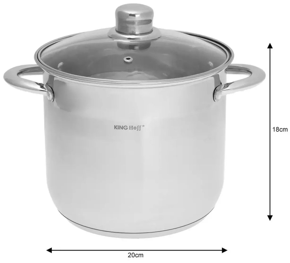 Set oale din inox cu capace, 20/22/24 cm, 5.6/7.2/9 L Kinghoff KH4310