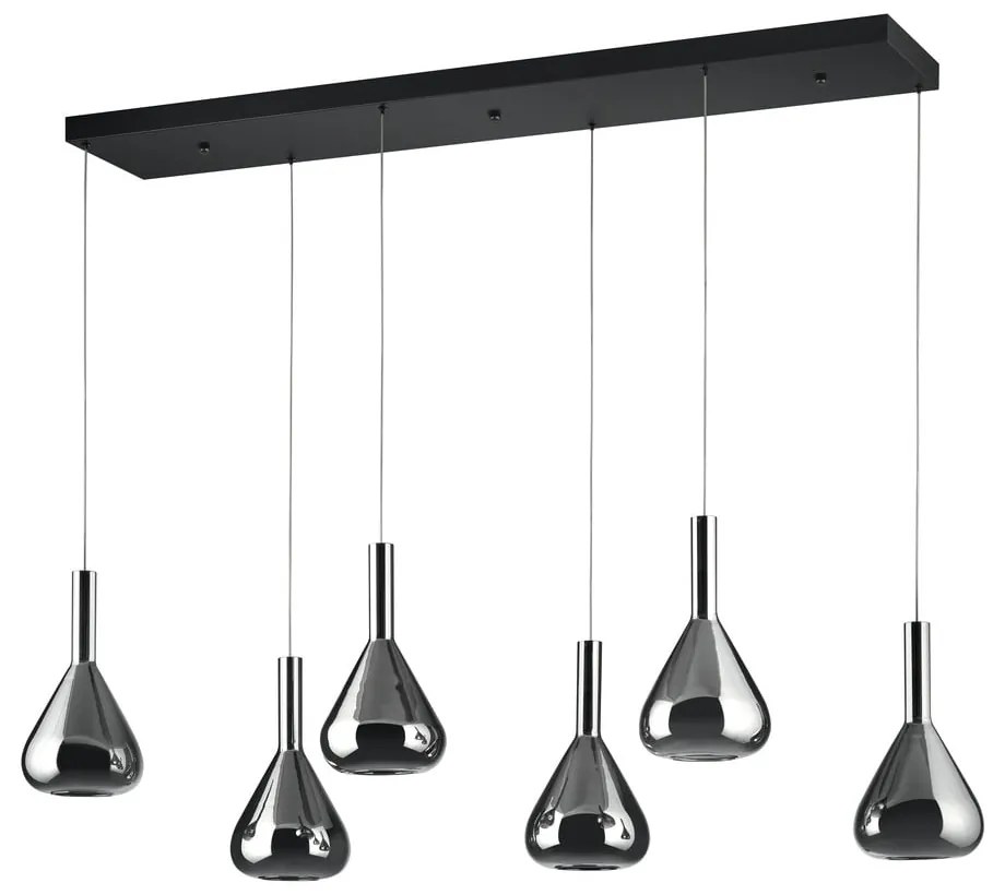 Lustră neagră LED cu abajur din sticlă Cipera – CINQUE
