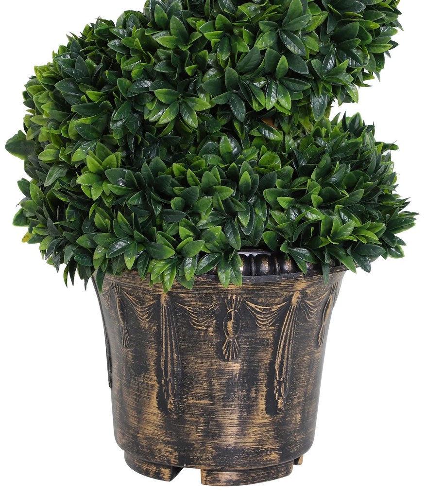 Outsunny Plantă Artificială Decorativă Buxus în Spirală cu Ghiveci Inclus, Ф32x120 cm, Verde | Aosom Romania