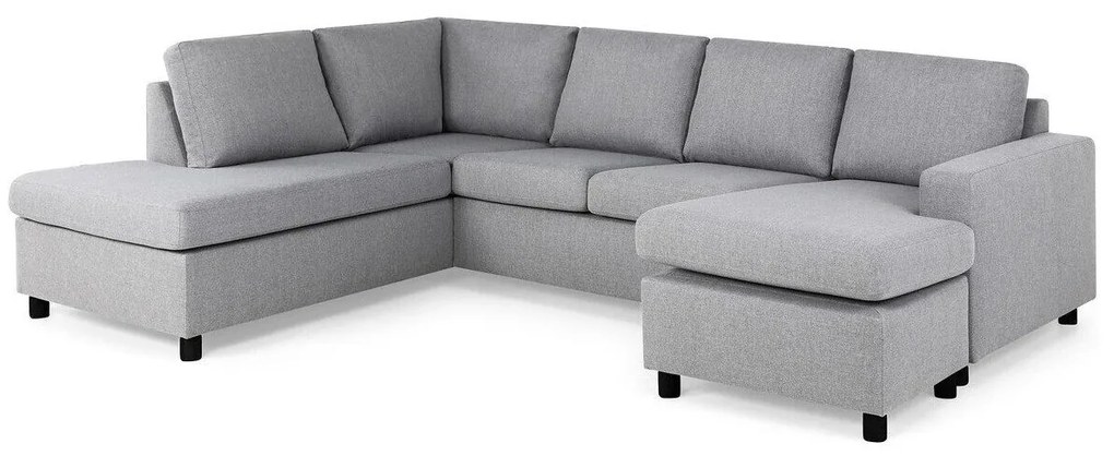 Colțar Scandinavian Choice C170Negru, Gri deschis, 283x199x80cm, Picioare: Plastic