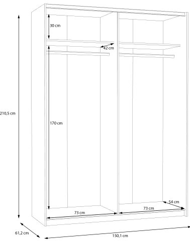 Dulap KARO 150x210 cm, alb/stejar Artisan