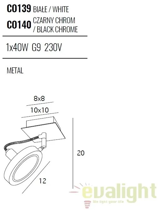 Spot aplicat directionabil design modern Reflex alb C0139 MX