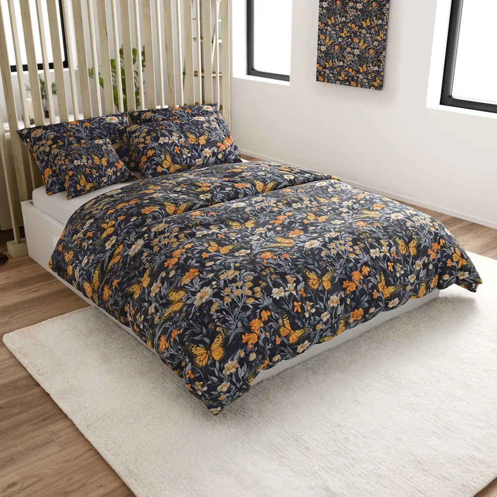 Lenjerie de pat din microfibra BUTTERFLY GARDEN albastru-gri Dimensiune lenjerie de pat: 70 x 90 cm | 140 x 200 cm
