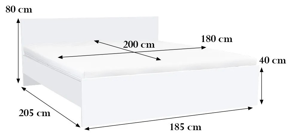 Pat dublu Miami fără cadru de pat 180x200 cm alb-alb