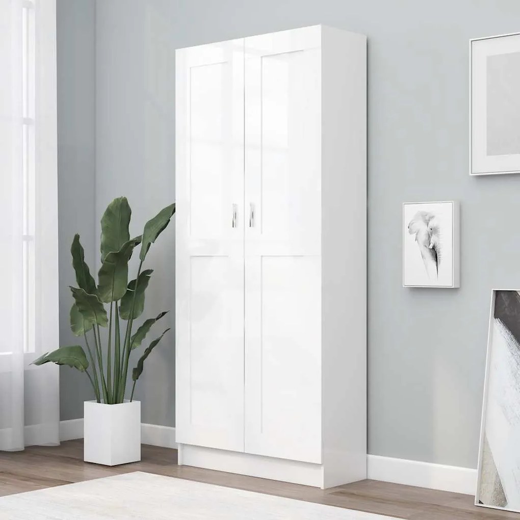 vidaXL Bibliotecă, alb, 82,5x30,5x185,5 cm, lemn prelucrat