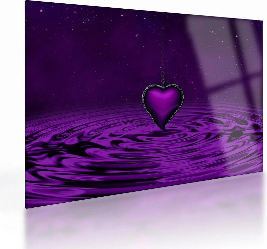 Tablou pe sticlă ci inima violetă (70x50 cm)