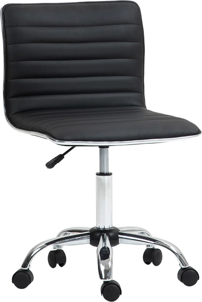HOMCOM Scaun Ergonomic de Birou din Piele Ecologică cu Înălțime Reglabilă, Șezut Rotativ și 5 Rotile, 48x52x90 cm, Negru | Aosom Romania