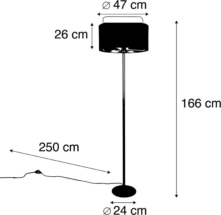 Lampa de podea moderna aurie cu abajur negru cu auriu - Simplo