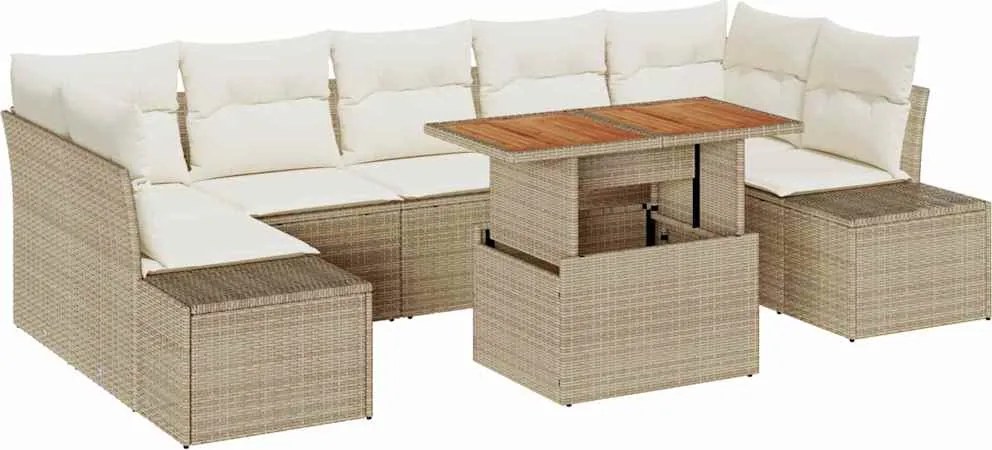 vidaXL Set de canapele pentru grădină 8 pcs Bej Rattan poli