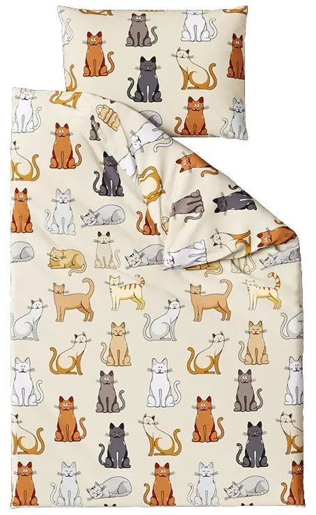 Lenjerie de pat din flanel COLORED CATS crem Dimensiune lenjerie de pat: 70 x 90 cm | 140 x 220 cm