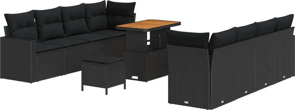 vidaXL Set de canapele pentru grădină cu pernă 12 pcs Negru poliratan