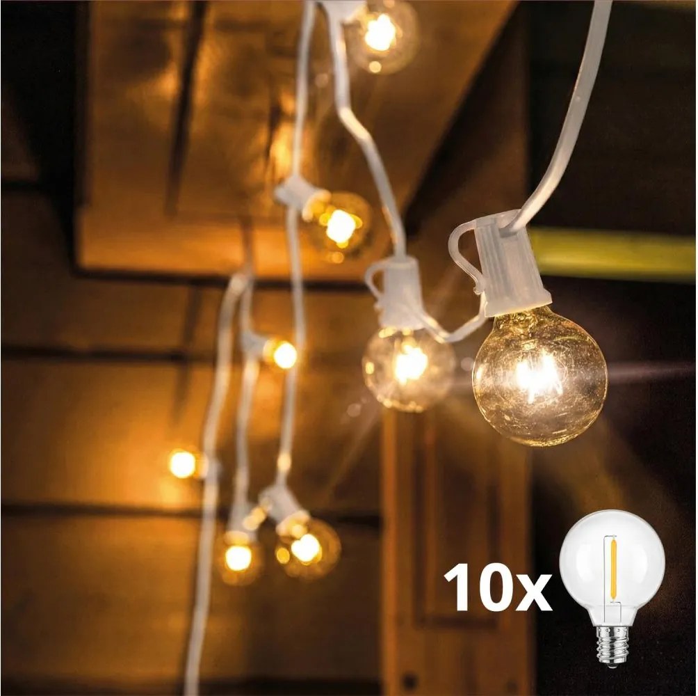 BRILAGI - LED șirag decorativ pentru exterior GIRLANDA 10xE12 8m alb IP44 alb cald