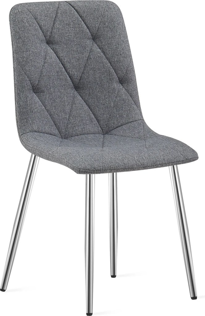 Scaun Bucatarie/Dining Fido ,Picioare Crom, Textil Gri