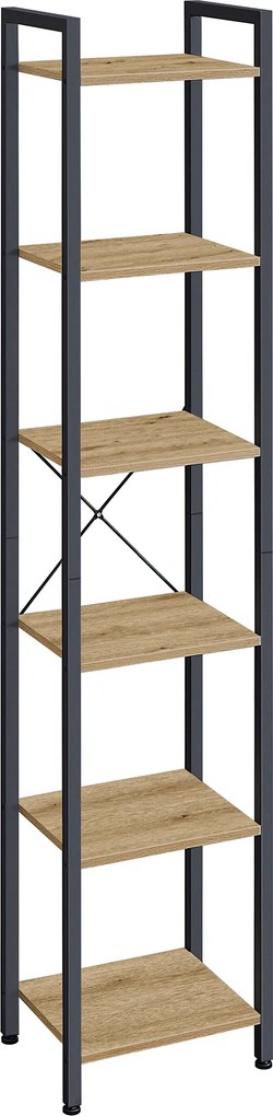 Raft cu structura din metal TAYLOR 6 polite, stejar artisan