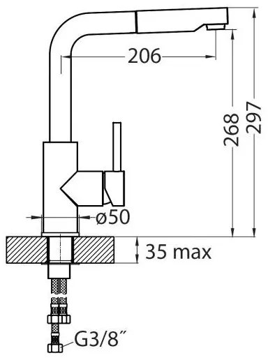 ALVEUS 1135366 - Baterie chiuvetă SARA cu duș extractibil, 29,7 cm satin