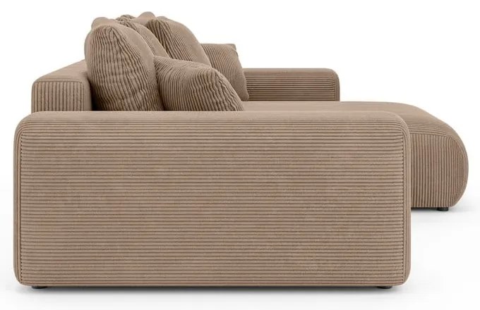 Colțar bej extensibil/cu spațiu de depozitare cu tapițerie din catifea reiată (cu colț variabil) Luma – Ropez