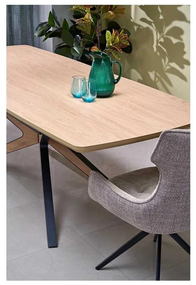 Masă de bucătărie Quentin, lemn natural / negru