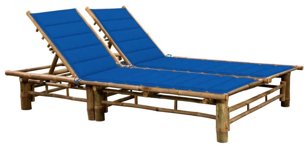 vidaXL Șezlong de 2 persoane, cu perne, bambus