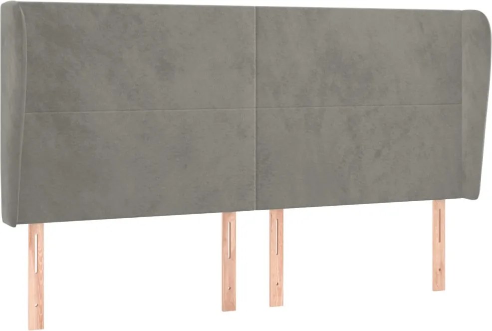 vidaXL Tăblie de pat cu aripioare gri deschis 163x23x118/128cm catifea