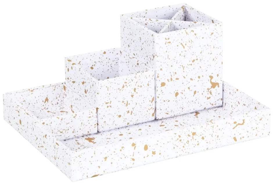 Organizator de birou cu 4 piese Bigso Box of Sweden Lena, alb-auriu