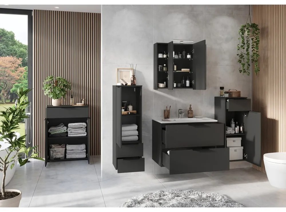 Dulap de baie de perete gri antracit 36x93 cm Crandon – Germania