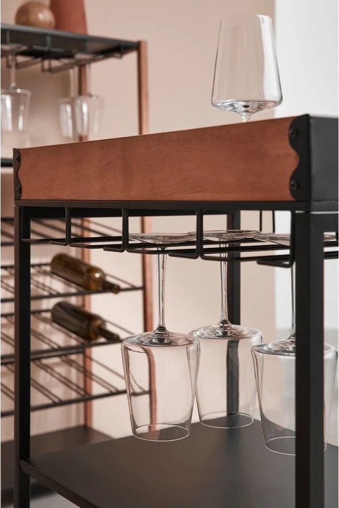 Dulap vinotecă negru din metal număr de sticle 15, 48,5x84,5x34 cm Isaac – Yes Everyday